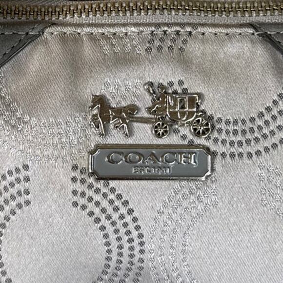 Coach Madison Dotted Op Art Sophia Satchel Bag Purse Signature C Silver 15935 - Picture 3 of 15
